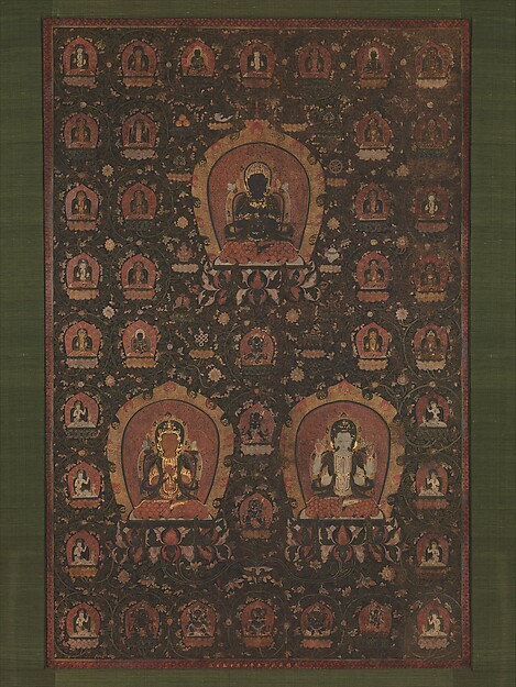Unidentified artist, Mandala of Vajradhara, Manjushri and Sadakshari -Lokeshvara