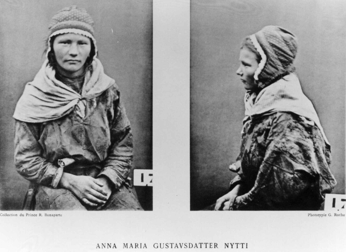 G. Roche, Roland Bonaparte sin samling. Portrett av Anna Marie Persdotter Nutti. Inngår i Bonapartes sameportretter som nr. 17. Bonaparte