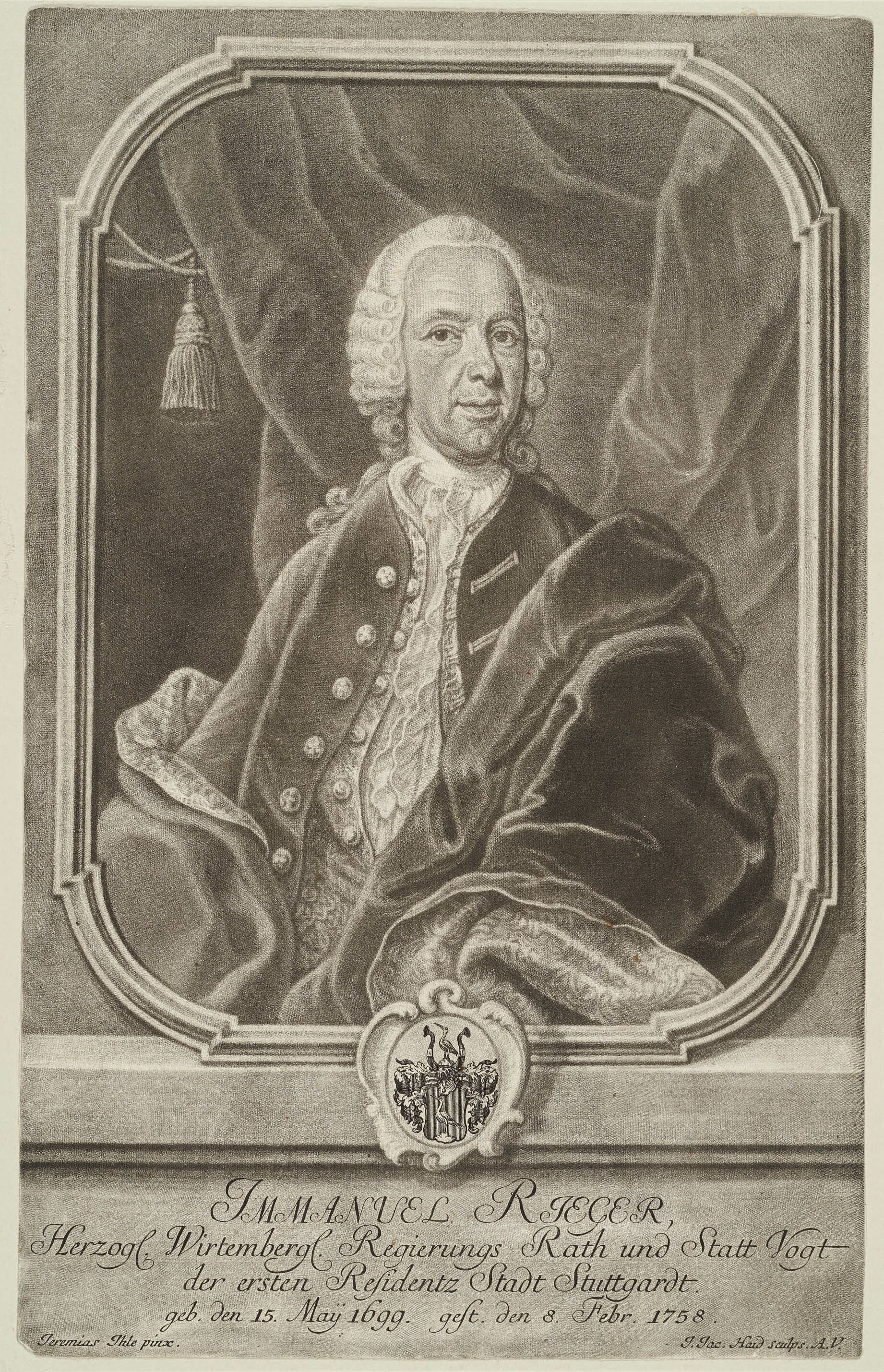 Johann Jacob Haid, Bildnis Immanuel Rieger