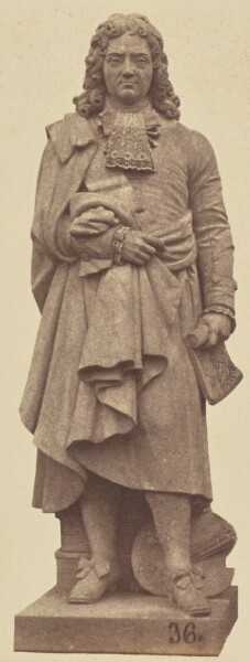 Édouard Baldus, ["Rigaud", Statue by Victor Therasse, Decoration of the Louvre, Paris]