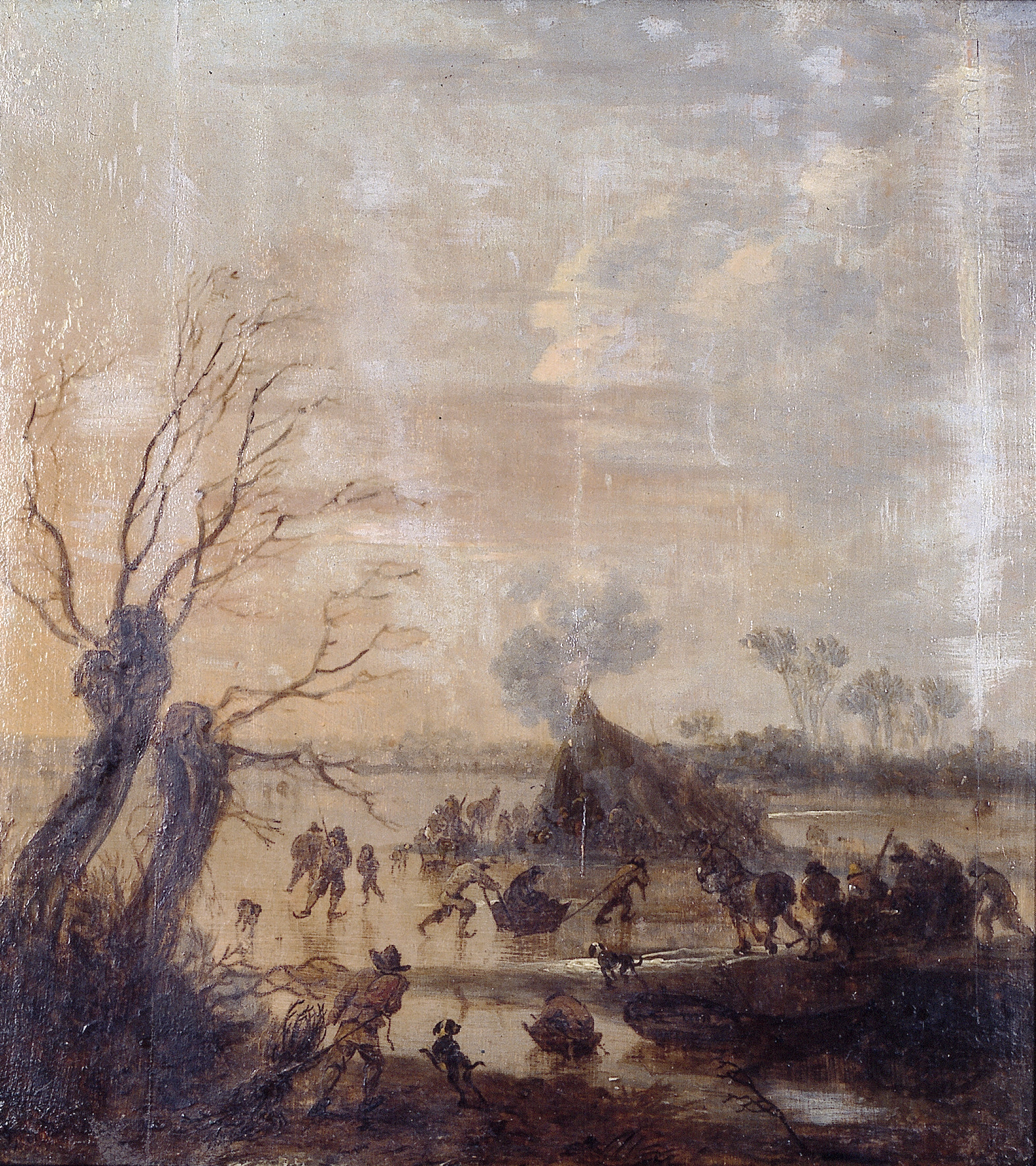Jan van Goyen, Bevroren meer met grote tent en schaatsers