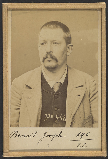 Alphonse Bertillon, Benoit. Joseph, Alexandre. 33 ans, né le 9/6/61 à Paris XIIIe. Potier d'étain. Anarchiste. 2/7/94.