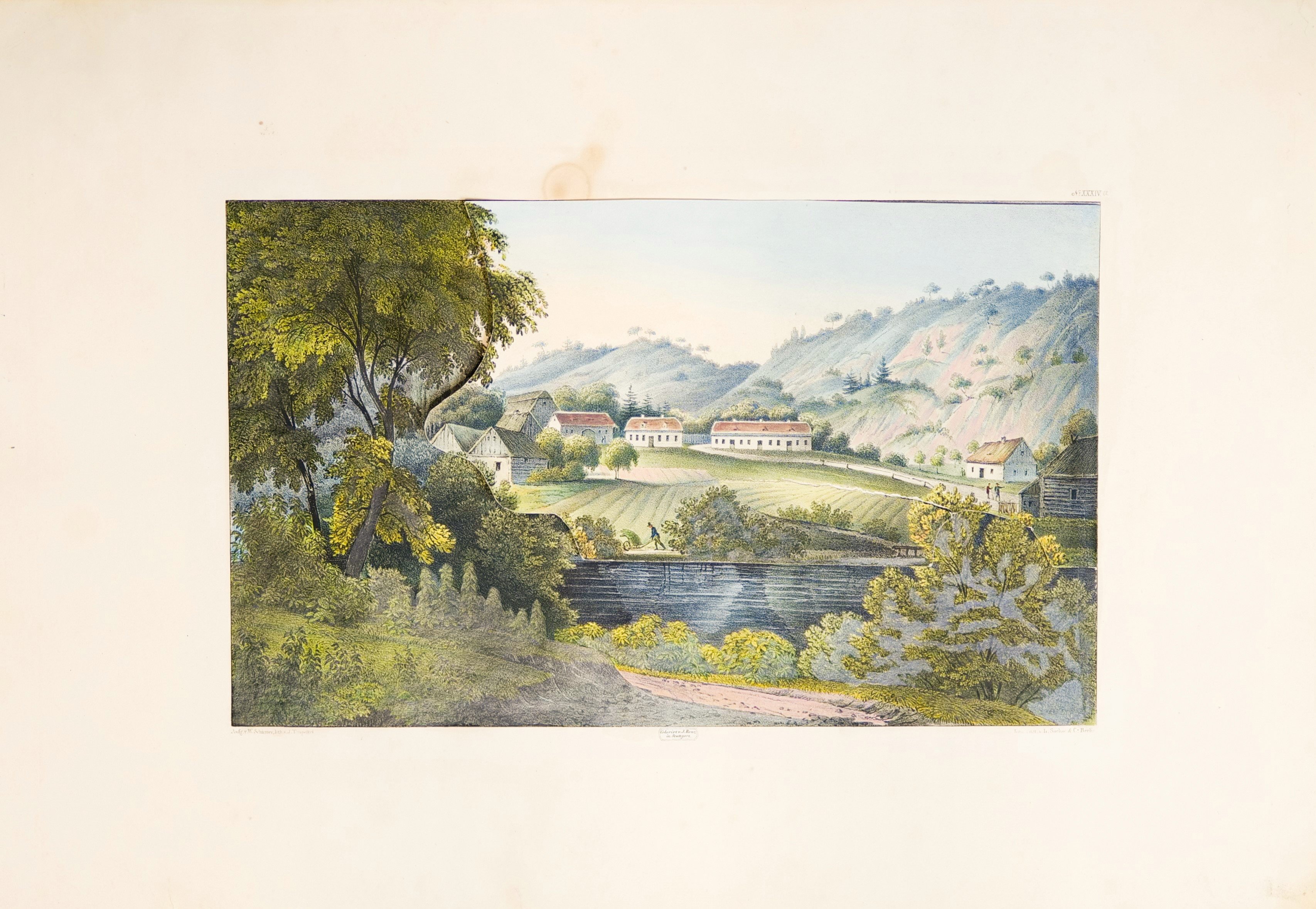 Friedrich Julius Tempeltey, Ansicht der ganzen Badeanstalt, Tafel XXXIV a der "Andeutungen über Landschaftsgärtnerei"