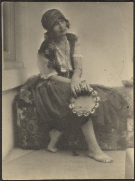 Louis Fleckenstein, [A Romani Woman, Seated with a Tambourine]