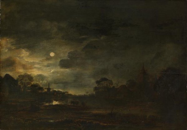 Aert van der Neer, Landscape by Moonlight