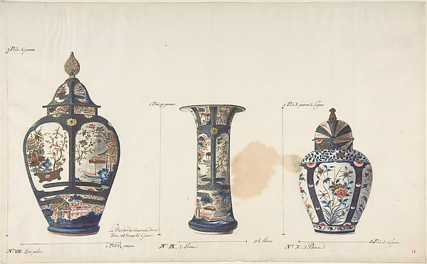 Anonymous, French, 18th century, Design for Three Vases