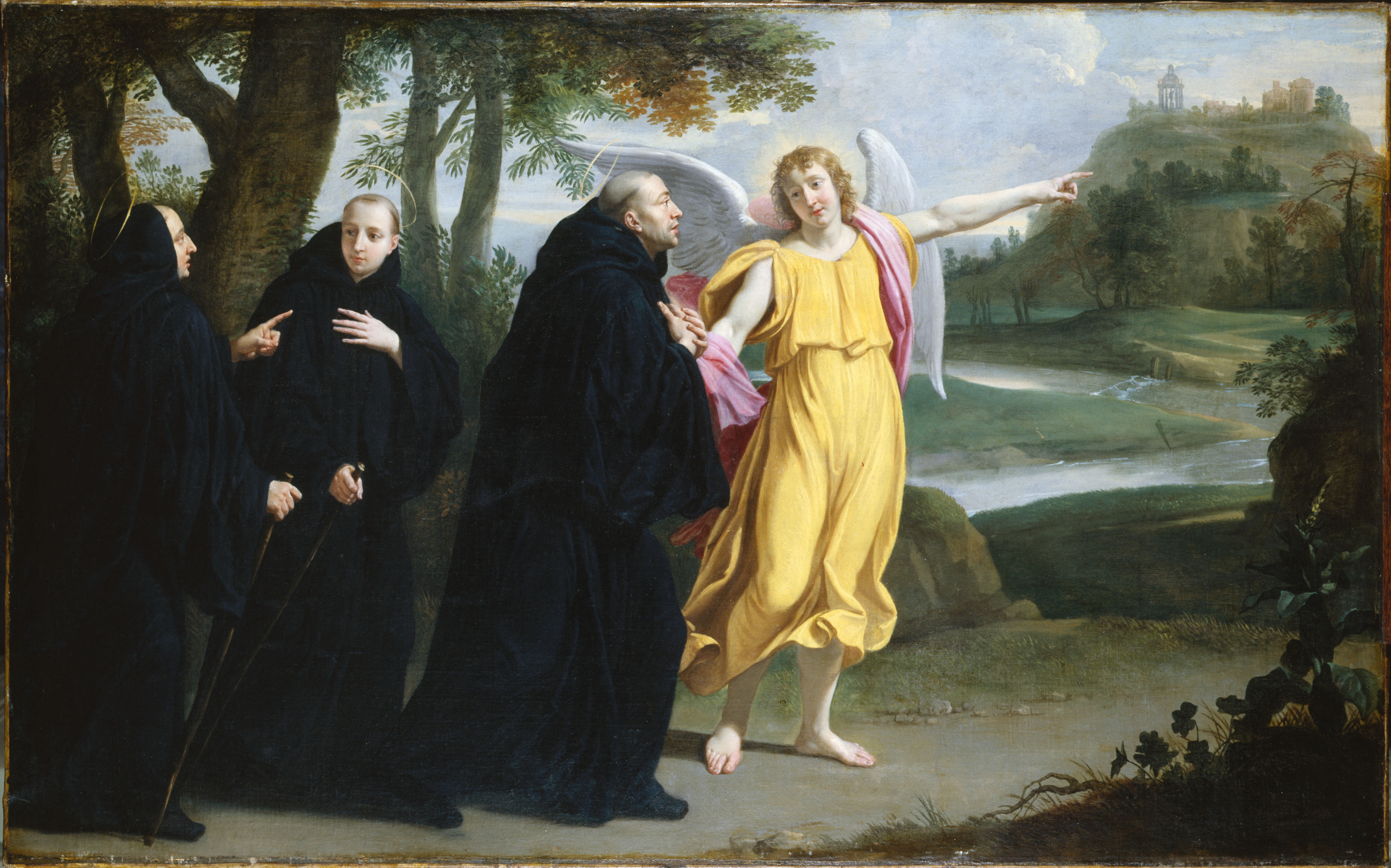 Philippe de Champaigne, Scène de la vie de saint Benoît : l'ange désignant à saint Benoît l'emplacement du monastère du mont Cassin