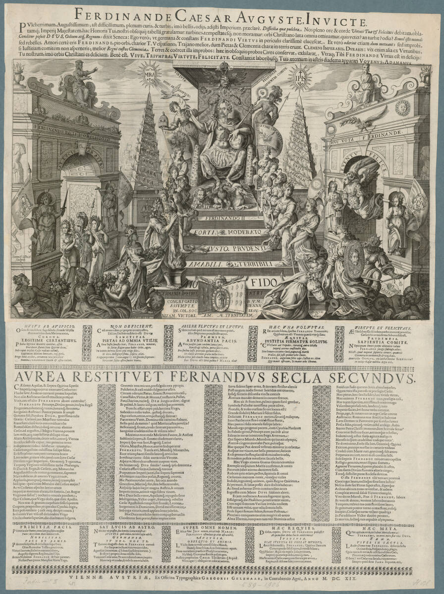 Anonym, Allegorische Darstellung zu Ferdinand II. und dessen Wahl zum römisch-deutschen Kaiser 1619