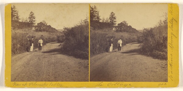 Carleton Watkins, [View up Pilarcitos Valley. The Cottage.]