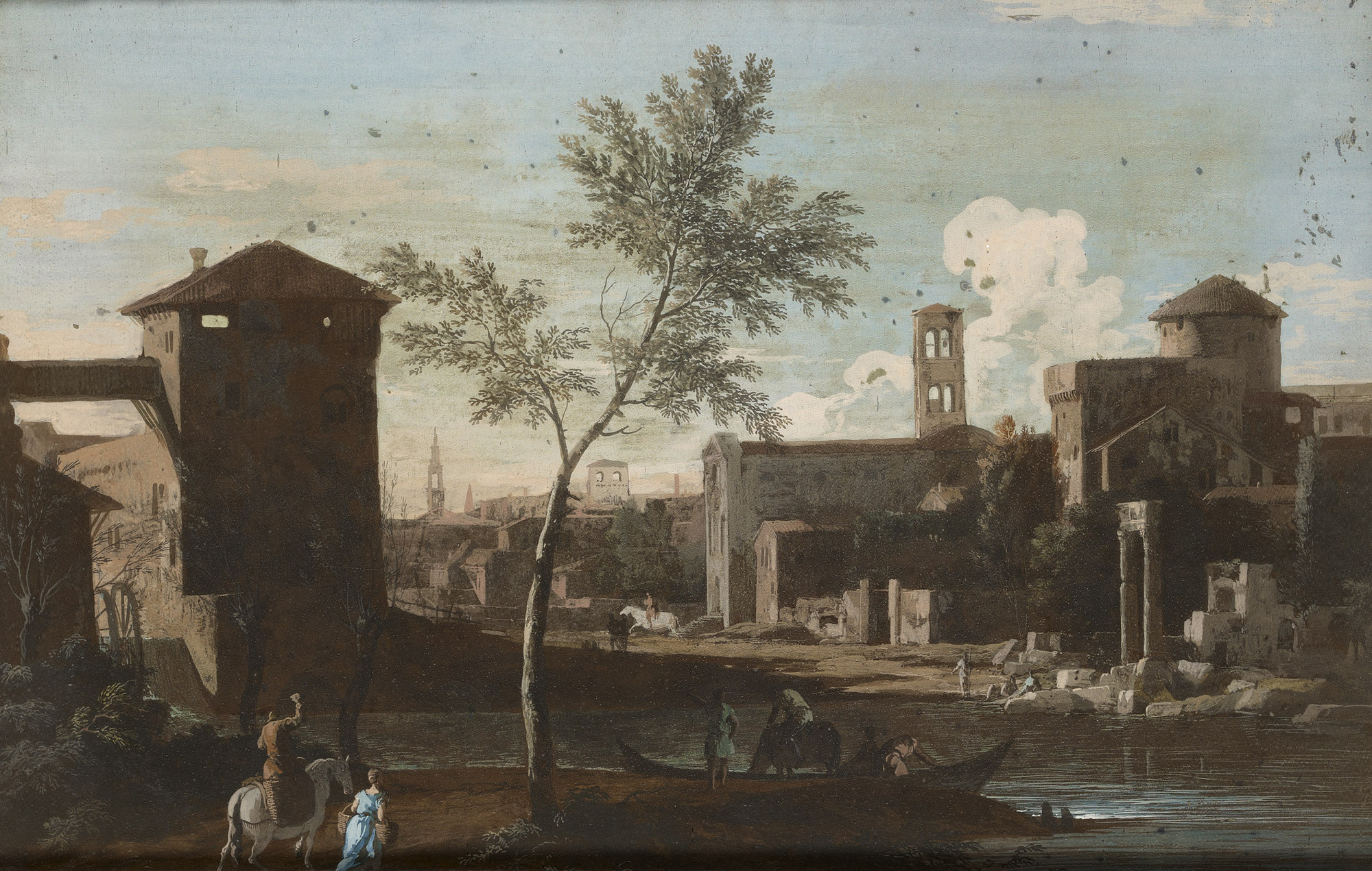 Marco Ricci, A Town and Ruins Beside a River