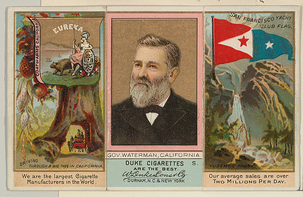 W. Duke, Sons & Co., Governor Waterman, California, from "Governors, Arms, Etc." series (N133-2), issued by Duke Sons & Co.