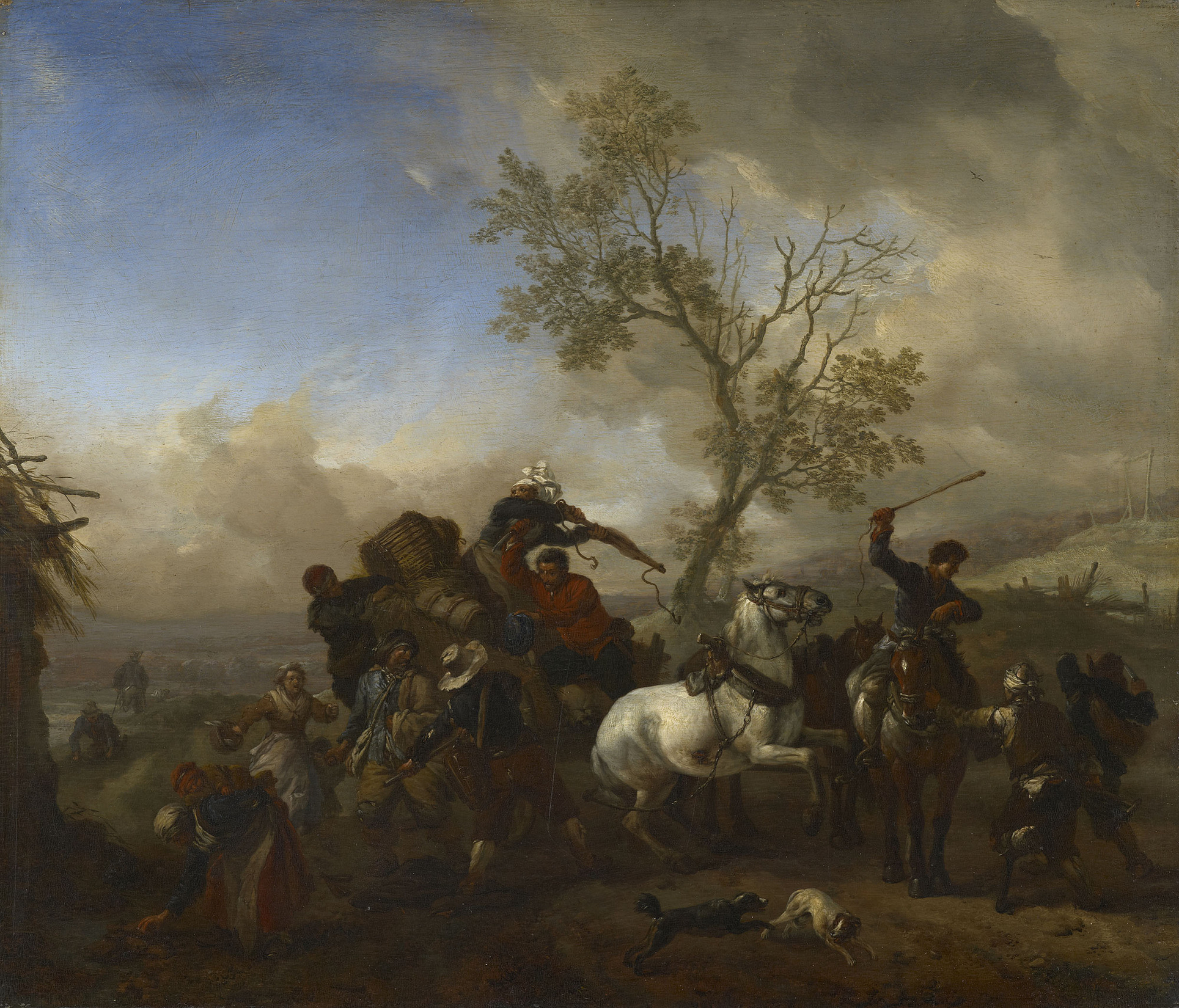 Philips Wouwerman, Robbers Attacking a Market Cart