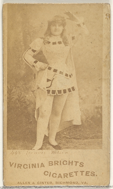 Allen & Ginter, Card 448, Gracie Wilson, from the Actors and Actresses series (N45, Type 1) for Virginia Brights Cigarettes