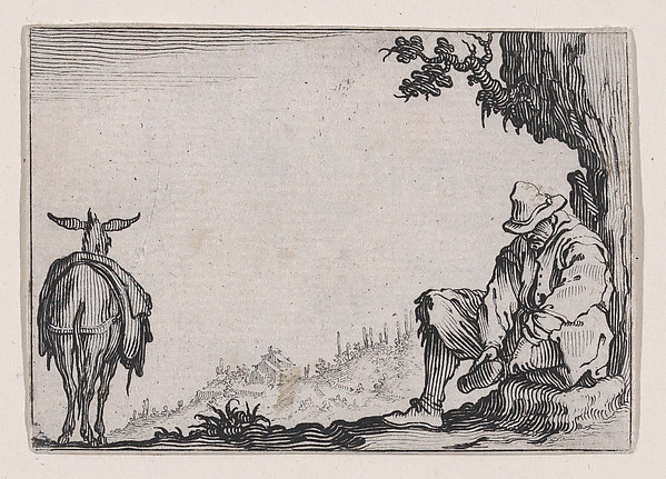 Jacques Callot, Le Paysan se Déchaussant (The Peasant Removing his Shoes), from "Les Caprices" Series A, The Florence Set