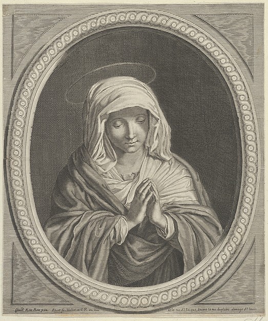 Anonymous, The Virgin in prayer in an oval frame, after Reni