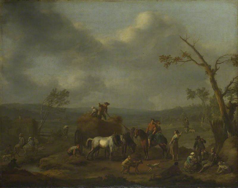Johannes Lingelbach, Peasants loading a Hay Cart