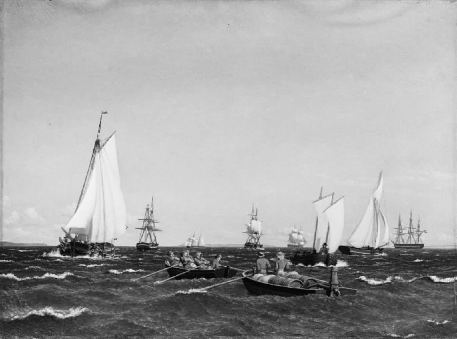 C.W. Eckersberg, Skibe på Københavns Rhed: En pram bugseres ud