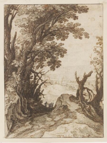 Paul Bril, Landscape with a Sunken Road Between Trees Leading Over a Hill