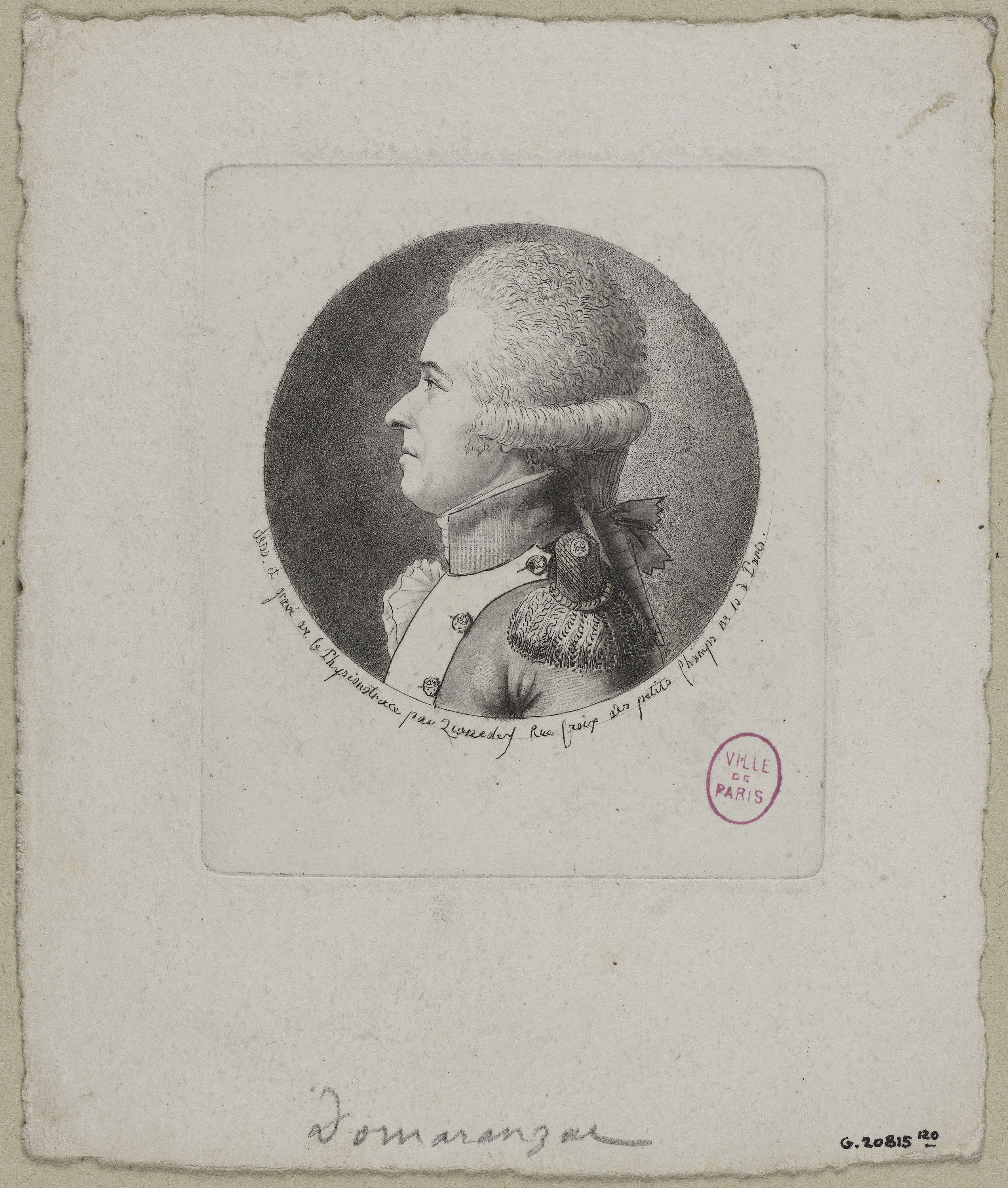 Edmé Quenedey, Portrait de Monsieur Domaranzac