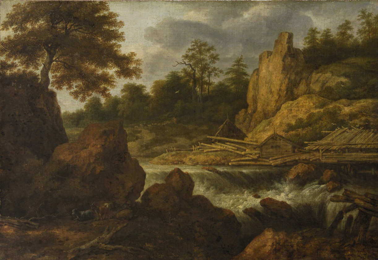 Allaert van Everdingen, Landschaft mit Sägemühle