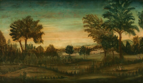American 18th Century, Landscape with Buildings