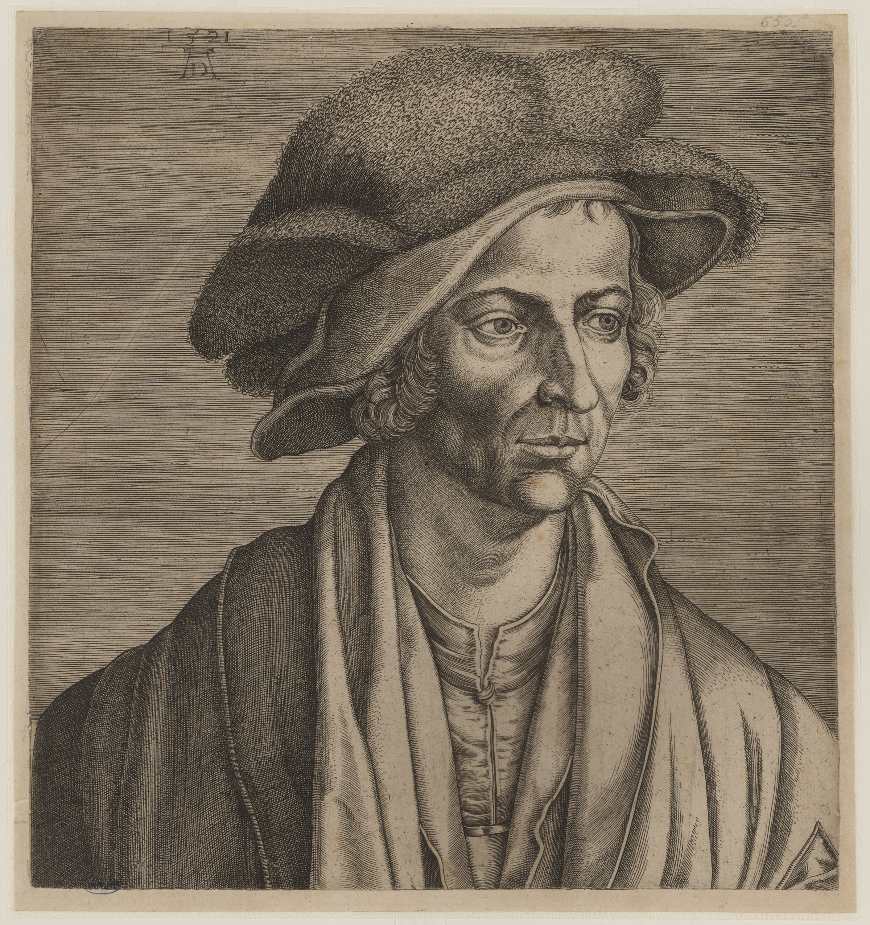 Anonyme, Portrait de Joachim Patenier ou Patinir (faux d'après Dürer) (Bartsch 108)