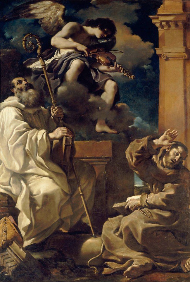 Guercino, St. Francis in Ecstasy with St. Benedict and an Angel