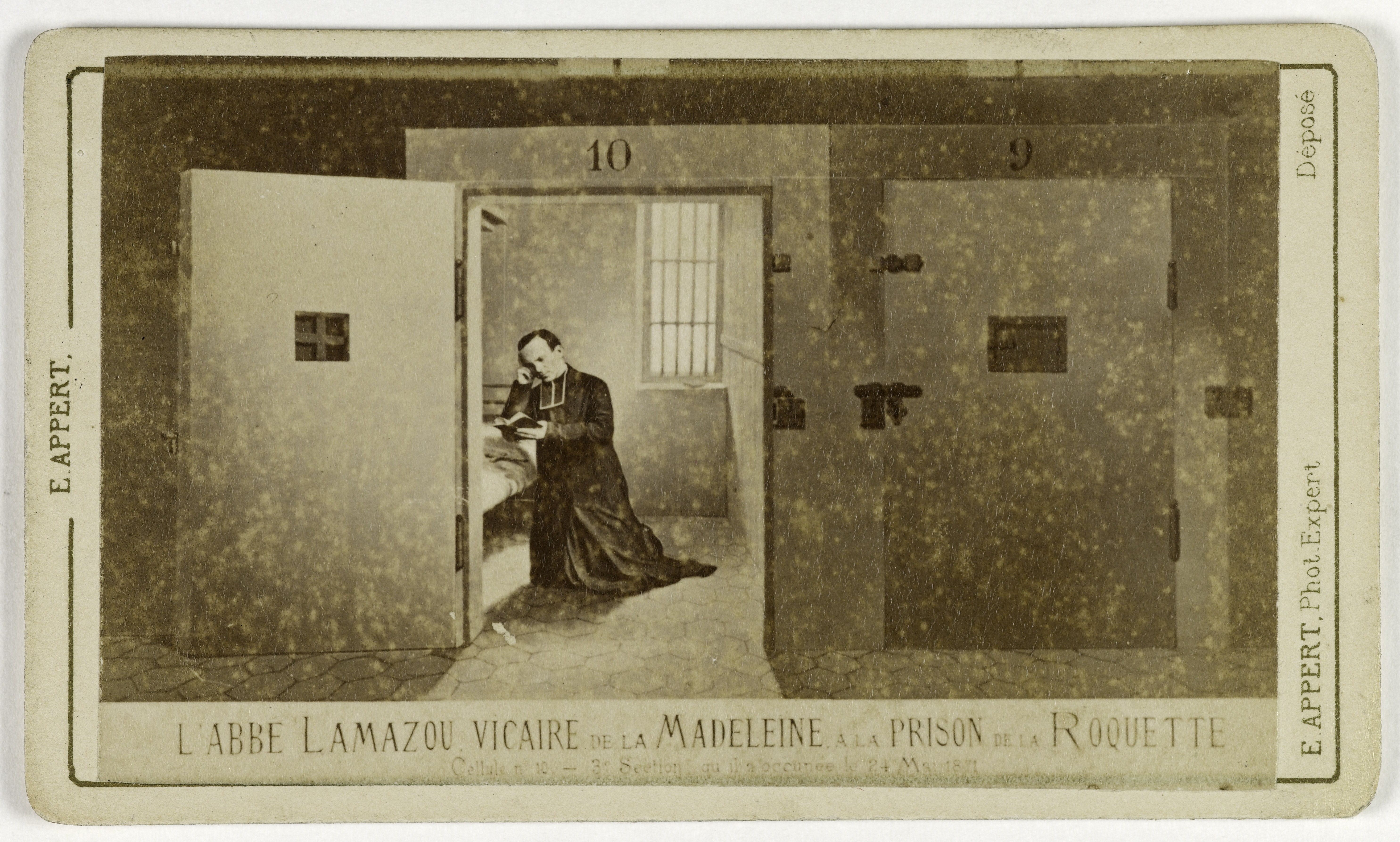 Ernest Charles Appert, Portrait de Pierre Henri Lamazou (1828-1883), prêtre et vicaire de la Madeleine, à la prison de la Roquette.