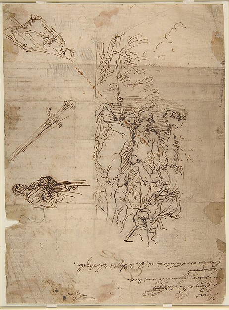 Salvator Rosa, Study for a Judgment of Paris and Other Figure Studies