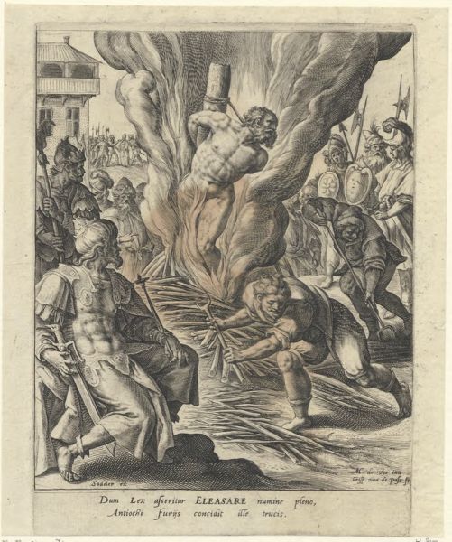 Passe, Crispijn van de, (approximately 1565-1637), (printmaker), Triumphus Martyrum: Eleazar burned at the stake