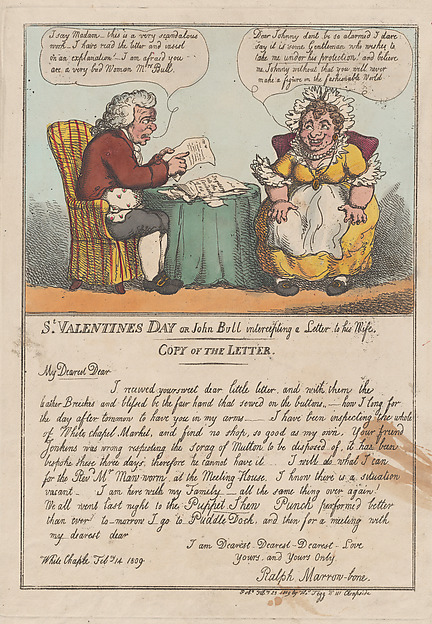 Thomas Rowlandson, St. Valentine's Day or John Bull intercepting a Letter to his Wife