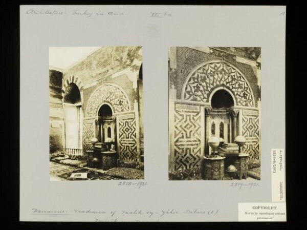 K.A.C. Creswell, Mihrab in mausoleum at Madrasa al-Zahiriyya, Damascus