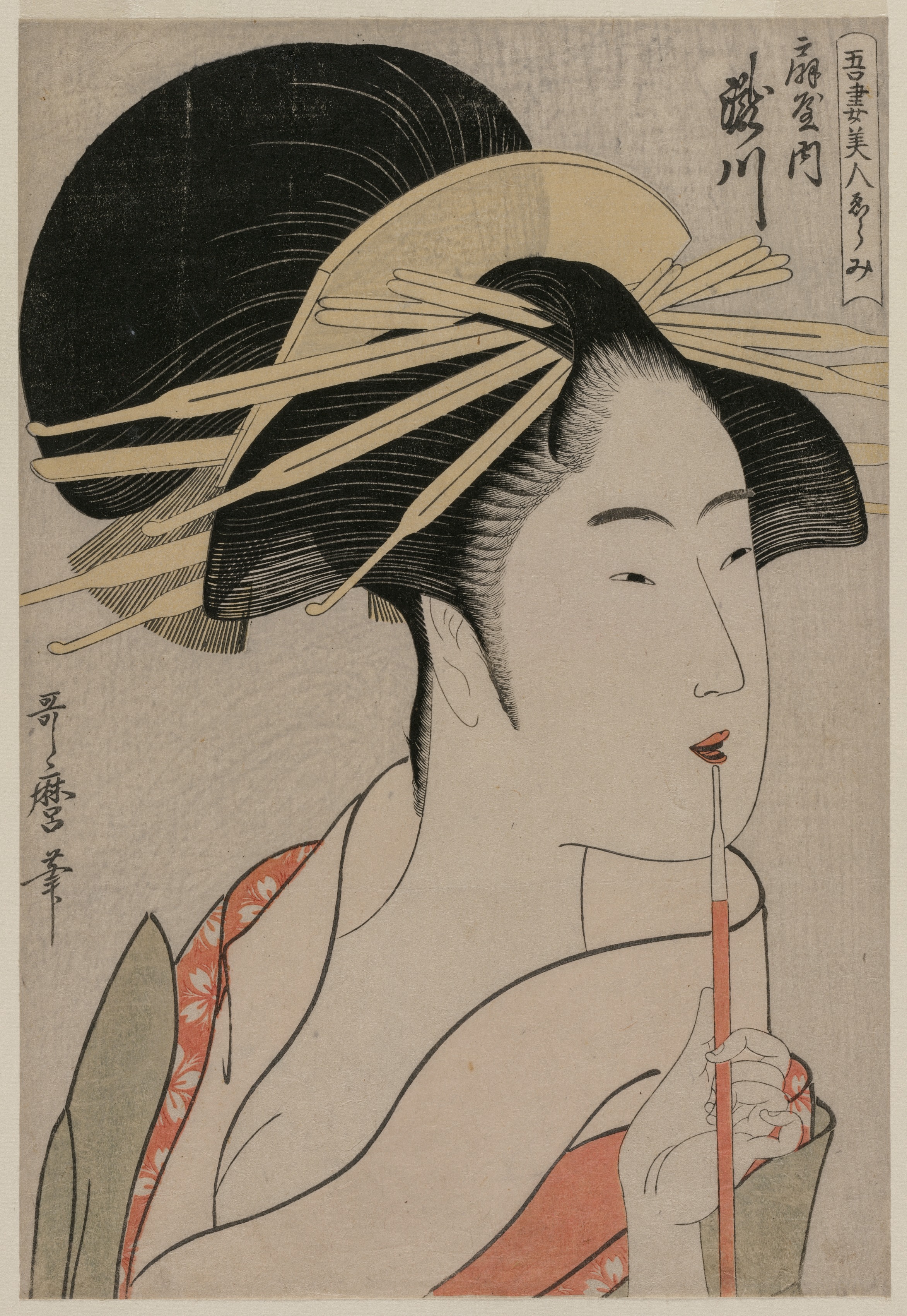 Kitagawa Utamaro, Takigawa of the Ōgiya from the series A Selection of Eastern Beauties
