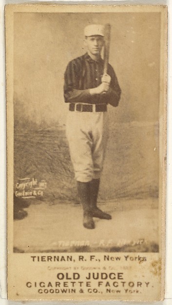 Goodwin & Company, Michael "Silent Mike" Joseph Tiernan, Right Field, New York, from the Old Judge series (N172) for Old Judge Cigarettes