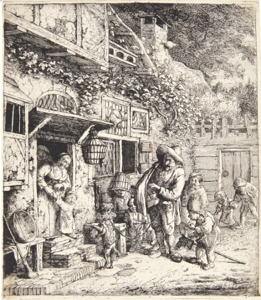 Cornelis Dusart, Lirekassemand med en dansende hund