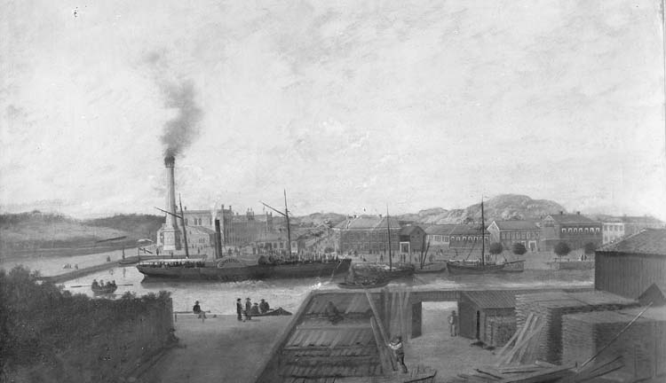 Maria Lundbäck, Målning av Kampenhofområdet, Uddevalla, 1858