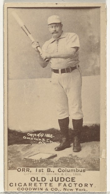 Goodwin & Company, David L. "Dave" Orr, 1st Base, Cleveland, from the Old Judge series (N172) for Old Judge Cigarettes