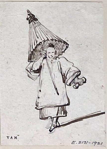 George Chinnery, A Chinese woman holding a parasol