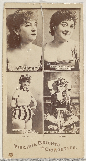 Allen & Ginter, May Danforth, Corsair Co./ Maud Waldemere, Corsair Co./ Florence Baker, Corsair Co./ Laura Curtis, Corsair Co., from the Actors and Actresses series (N45, Type 4) for Virginia Brights Cigarettes