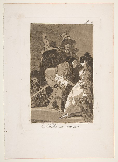 Goya (Francisco de Goya y Lucientes), Plate 6 from "Los Caprichos":  Nobody knows himself (Nadie se conoce)