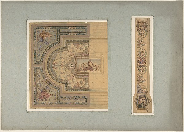 Jules-Edmond-Charles Lachaise, Two Designs for Ceiling with Putti and Allegorical Figures of the Arts