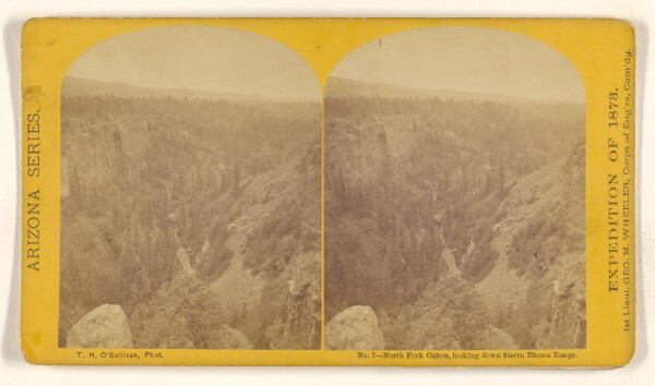 Timothy H. O'Sullivan, North Fork Canon, looking down Sierra Blanca Range.
