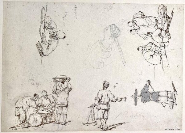 George Chinnery, A page of sketches of Chinese figures