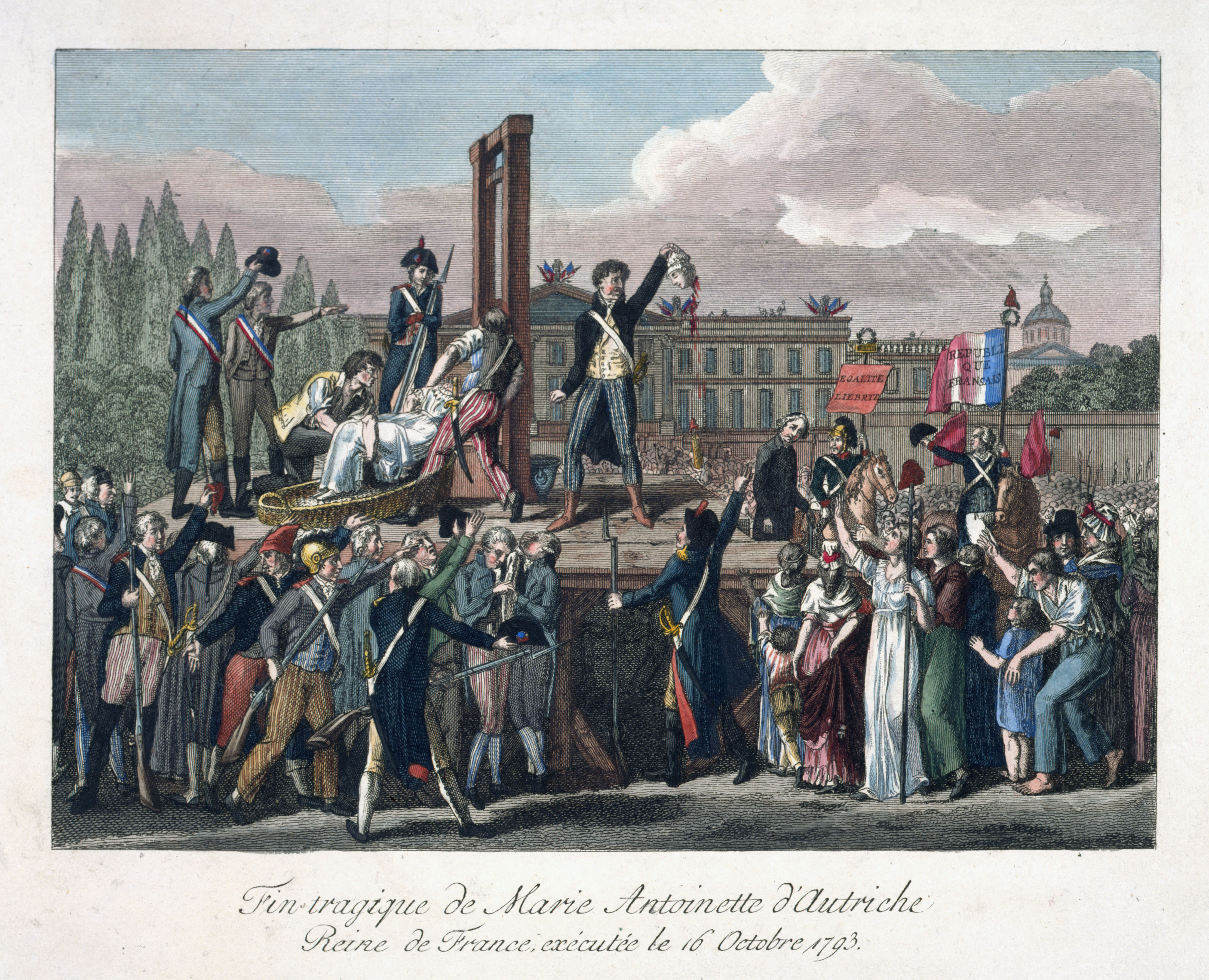 Anonyme, Fin tragique de Marie Antoinette d'Autriche - Reine de France, exécutée le 16 Octobre 1793.