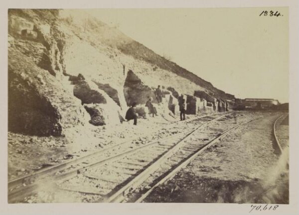Parker, John Henry, Excavations, 1869 - Ruins of Houses of the first century in a street made in the great inner foss of Servius Tullius, with the backs of them built into his great earthwork or Agger (destroyed in 1870)