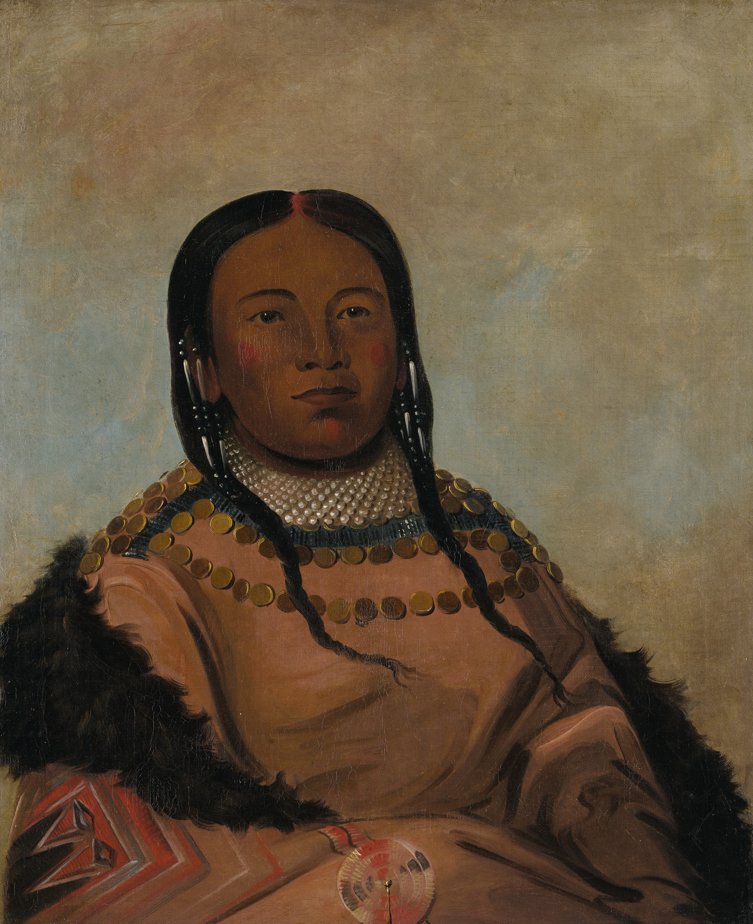 George Catlin, Wi-lóoh-tah-eeh-tcháh-ta-máh-nee, Red Thing That Touches in Marching, Daughter of Black Rock