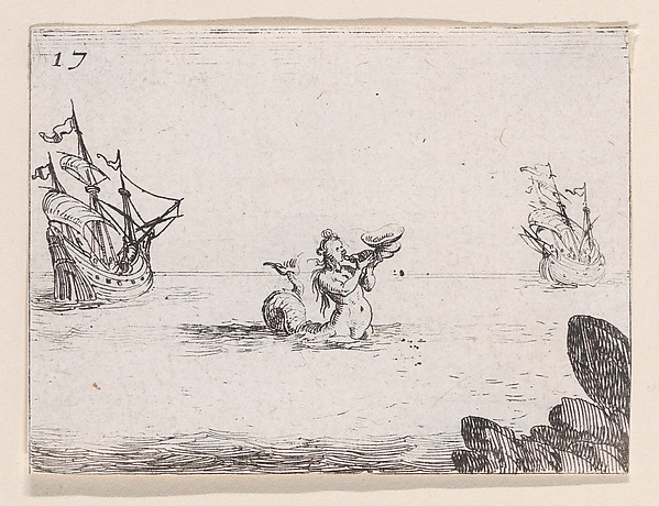 Jacques Callot, Une Sirène entre Deux Vaisseaux (A Siren between Two Ships), plate 17 from "Lux Claustri ou La Lumière du Cloitre" (The Light of the Cloisters)