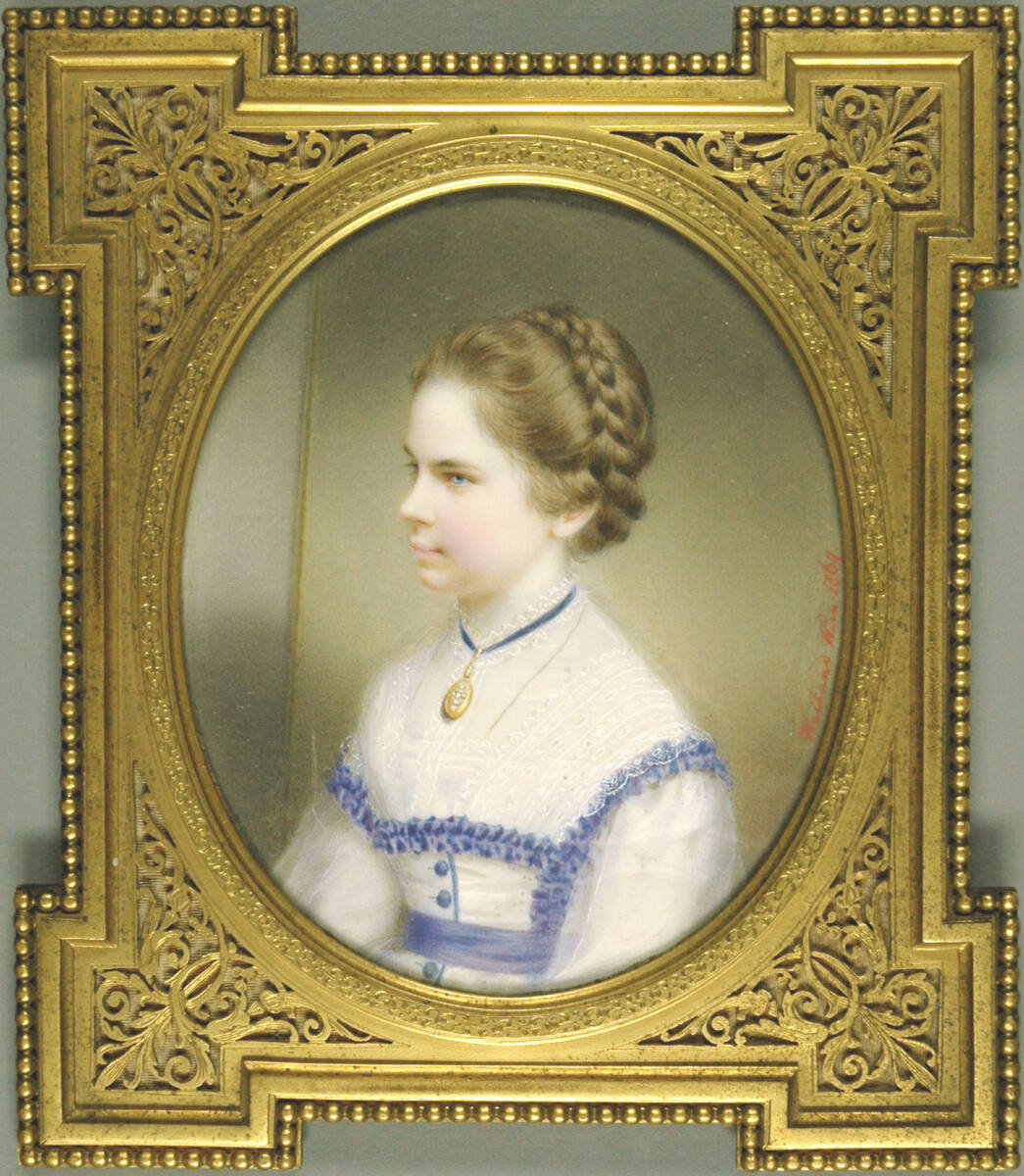 FriedrichWailand, Gisella Louise Maria Erzherzogin von Österreich, Tochter Kaiser Franz Josephs I. (1856-1932), in weißem Kleid mit blauen Rüschen
