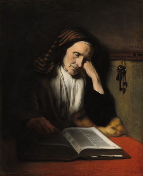 Nicolaes Maes, An Old Woman Dozing over a Book