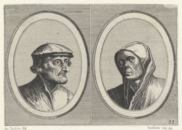 Doetechum, Johannes of Lucas van, (printmaker), Voorsichtighe Krijn and Broentje Spaer-pots